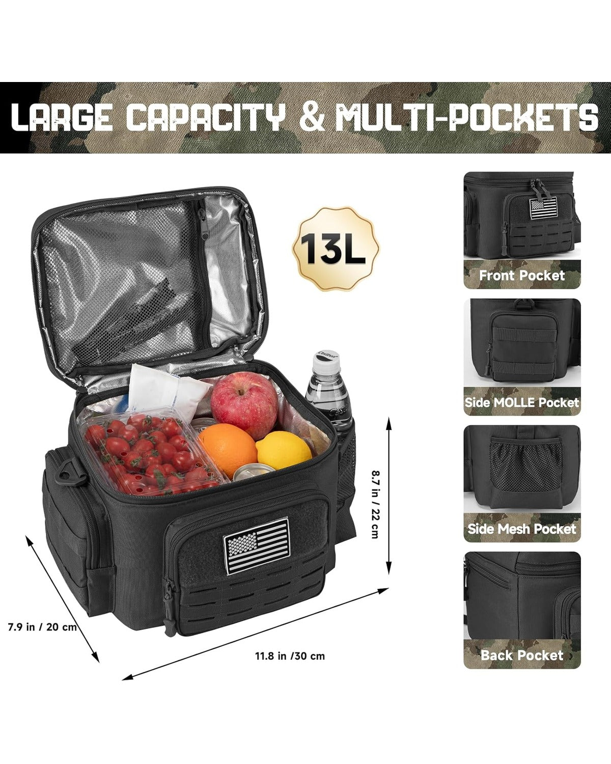 Tactical Lunch Box - Heavy Duty Insulated Leakproof Cooler Bag with MOLLE Webbing Secondary image