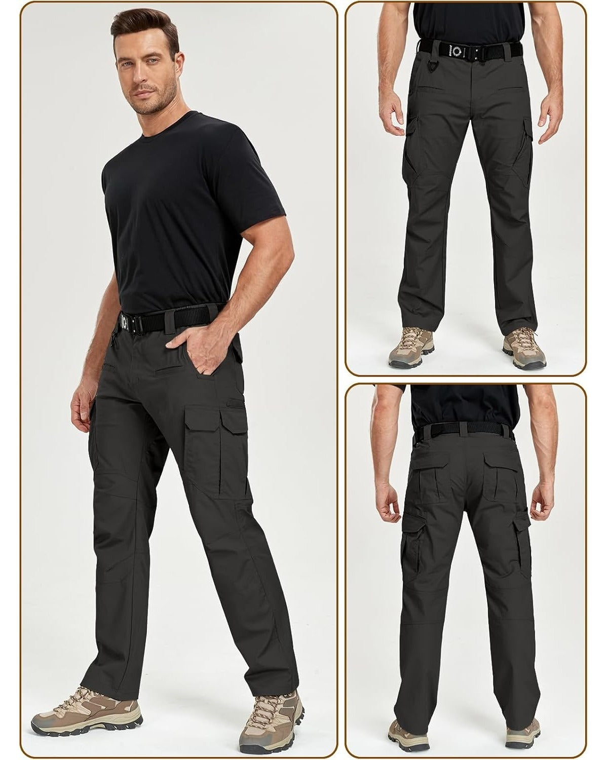 Men's Stretch Tactical Work Pants Flex Ripstop Water Resistant EDC Utility Hiking Cargo Pants with 12 Pockets Secondary image