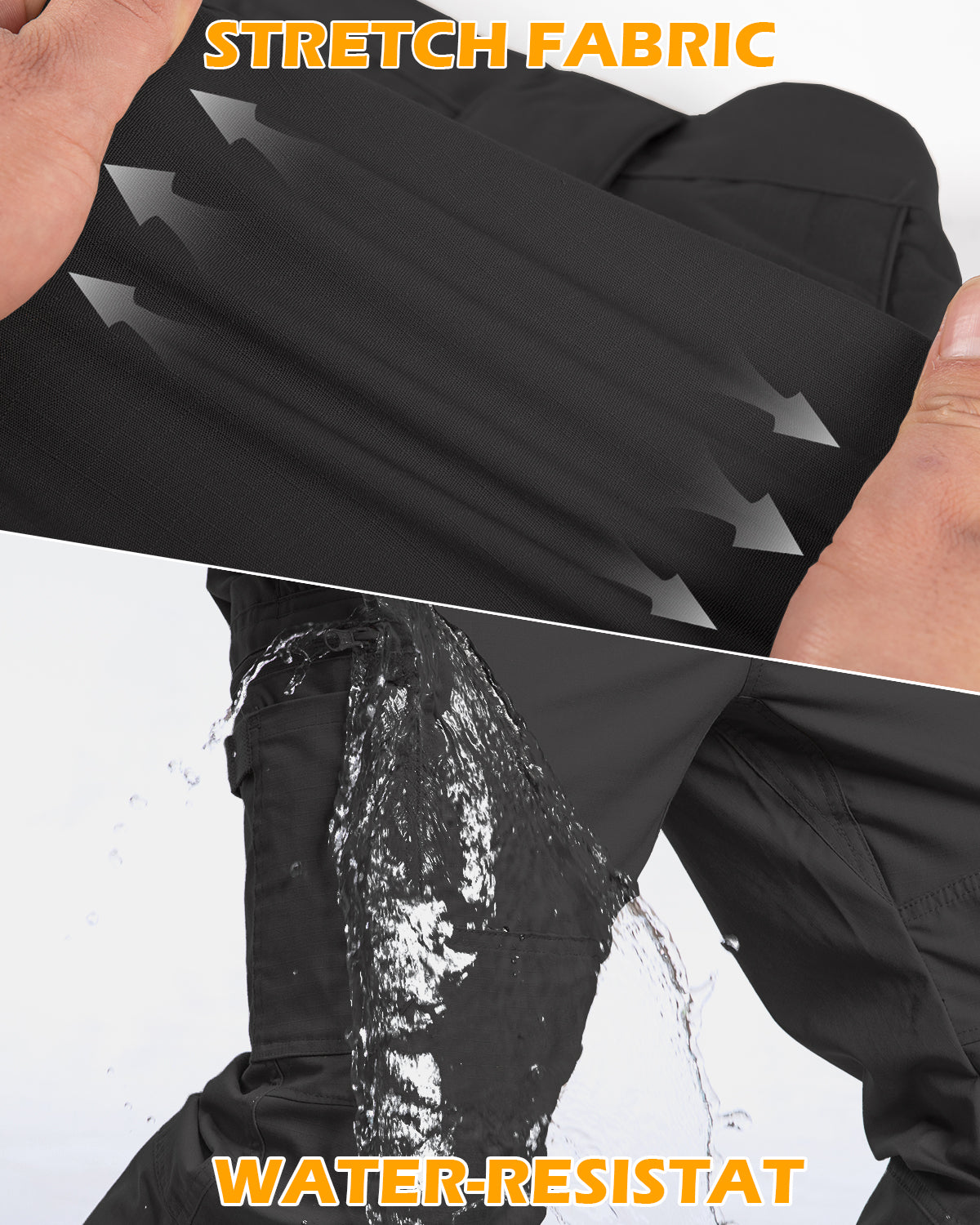 Men's Stretch Ripstop Work Pants - 12 Pockets
