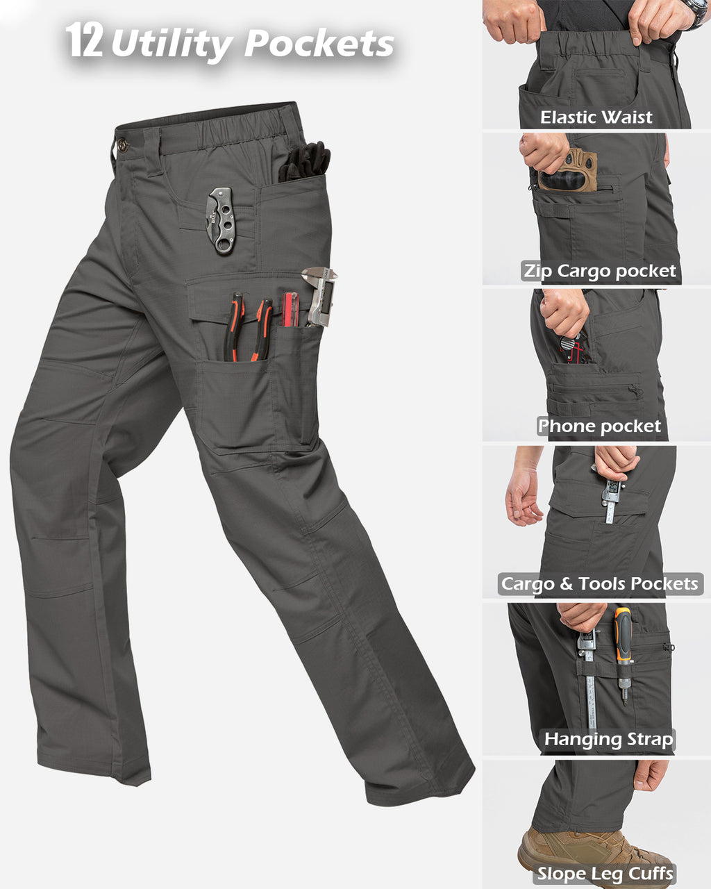 Men's Stretch Ripstop Work Pants - 12 Pockets