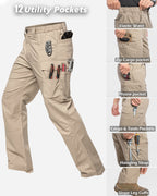 Men's Stretch Ripstop Work Pants - 12 Pockets